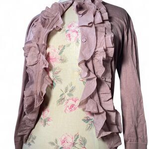 Loveshackfancy Women's Pink and Brown Cardigan